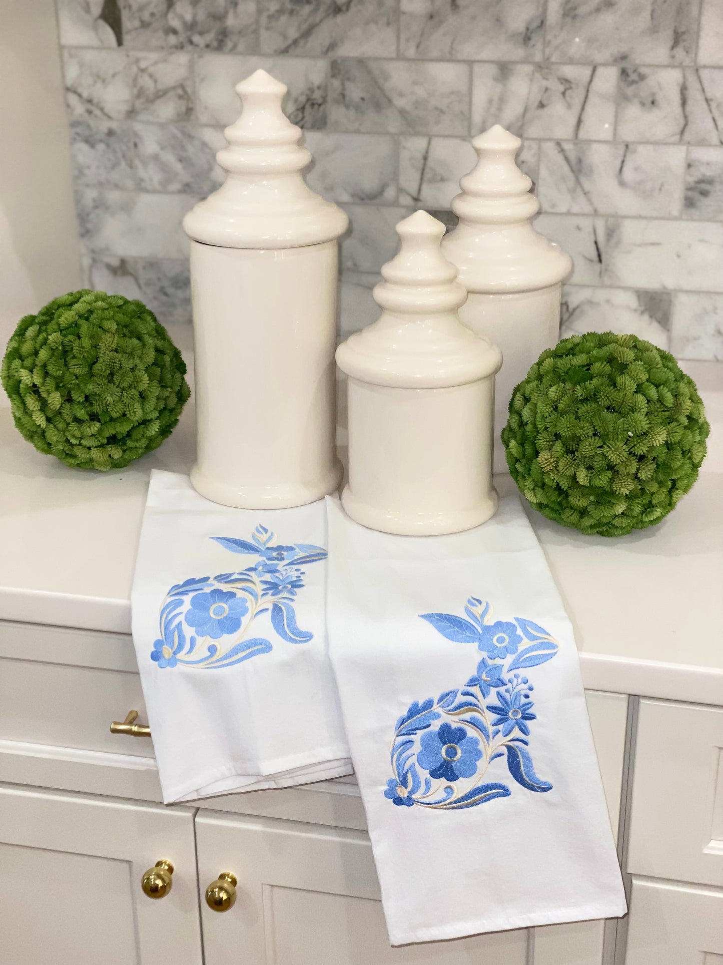 Blue Bunny Spring Easter Dish Towel