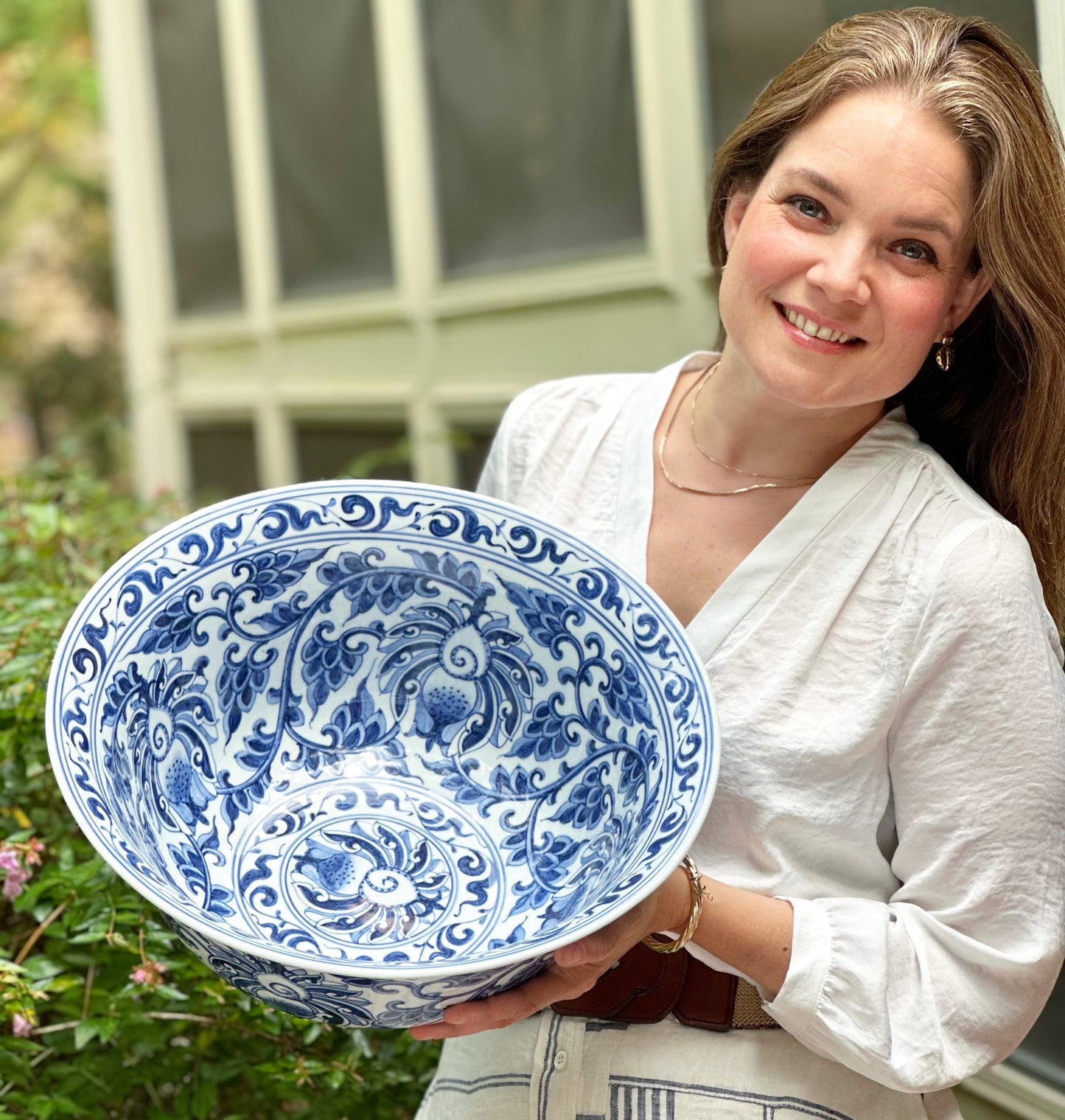 Stunning Huge Punch Bowl with Floral Motifs