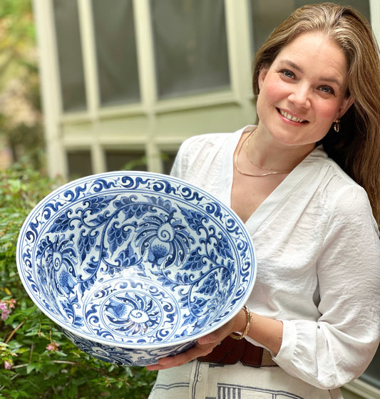 Stunning Huge Punch Bowl with Floral Motifs