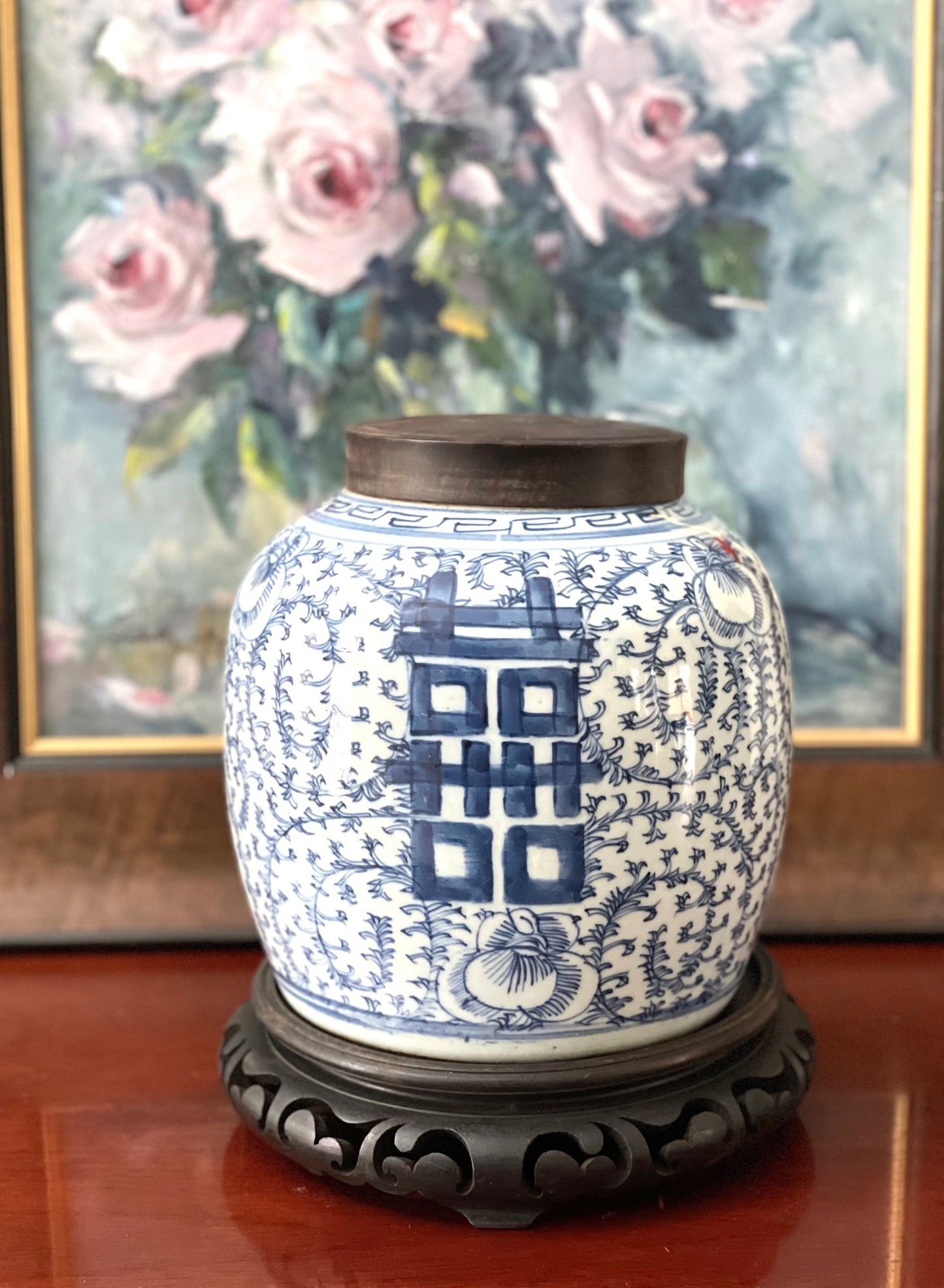 Fabulous Antique Double Happiness Jar