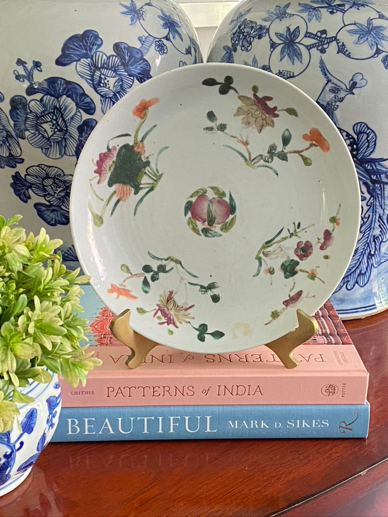 Antique Tongzhi Qing Dynasty Famille Rose Plate 19th Century