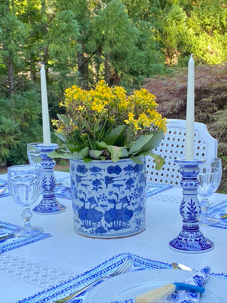 Blue Chinoiserie Candlestick Set - Small