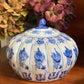 Great Medium Size Vintage Blue & White Chinoiserie Ceramic Pumpkin
